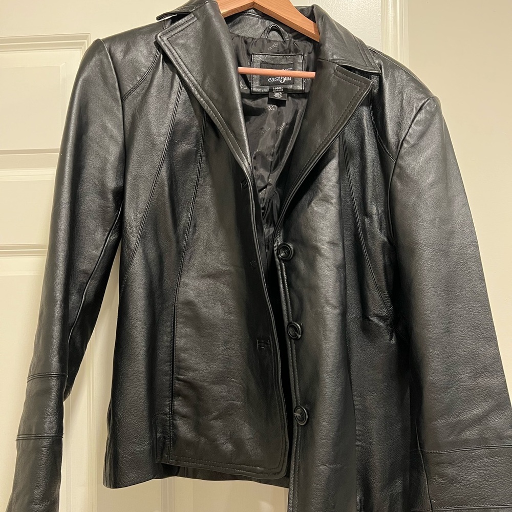 East 5th Black Leather Blazer - size large